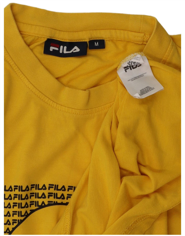 Fila Mens Graphic T-Shirt Top Medium Yellow Cotton