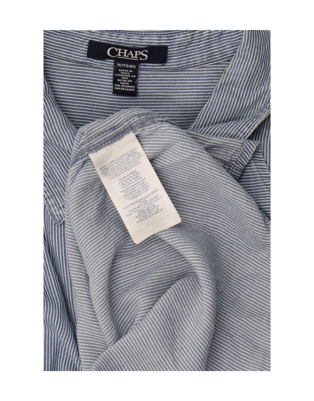 CHAPS Womens Plus Size Shirt UK 18 XL Blue Pinstripe Lyocell Vintage Chaps and Second-Hand Chaps from Messina Hembry 