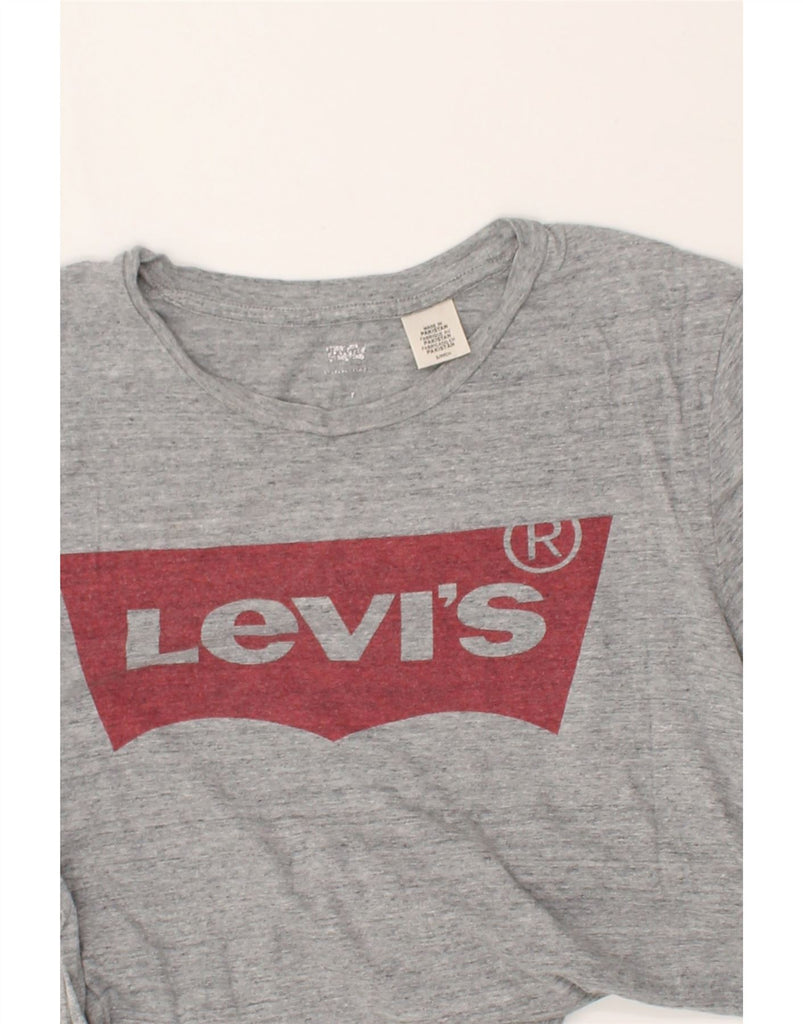 LEVI'S Womens Graphic T-Shirt Top UK 12 Medium Grey Cotton | Vintage Levi's | Thrift | Second-Hand Levi's | Used Clothing | Messina Hembry 