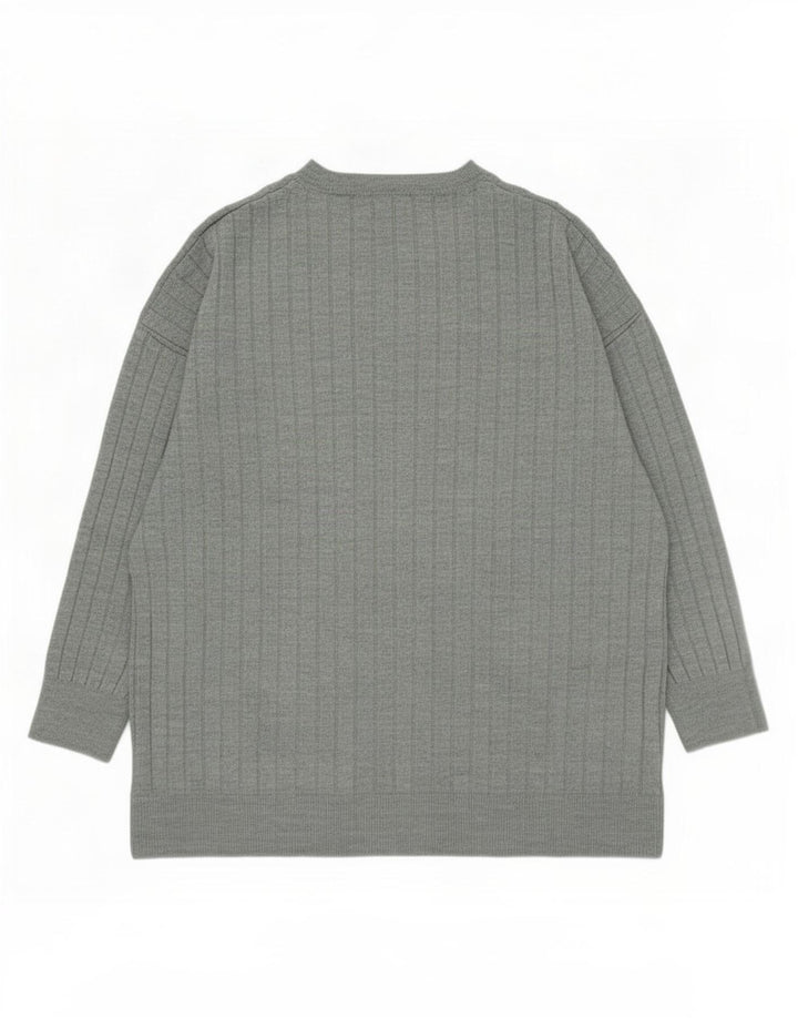 Zara Mens Crew Neck Jumper Sweater Medium Green Acrylic