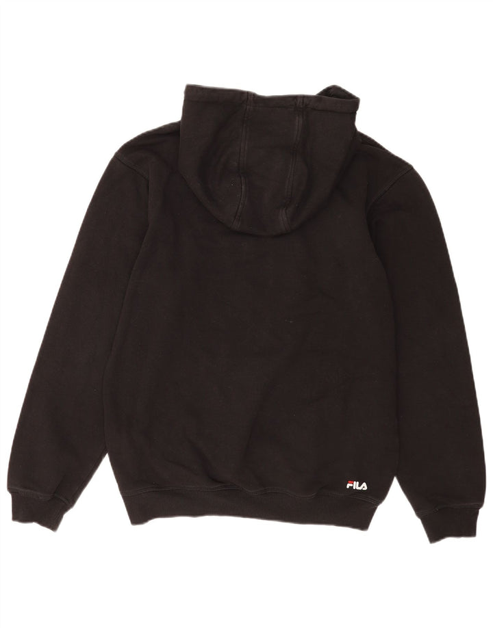 Fila Mens Graphic Hoodie Jumper Small Black Cotton