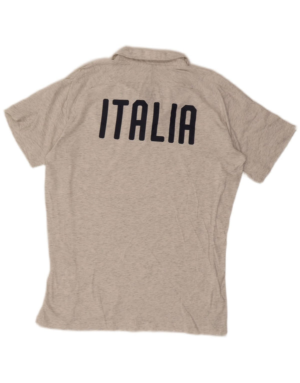 Puma Mens Italia Graphic Polo Shirt Large Grey Flecked Cotton