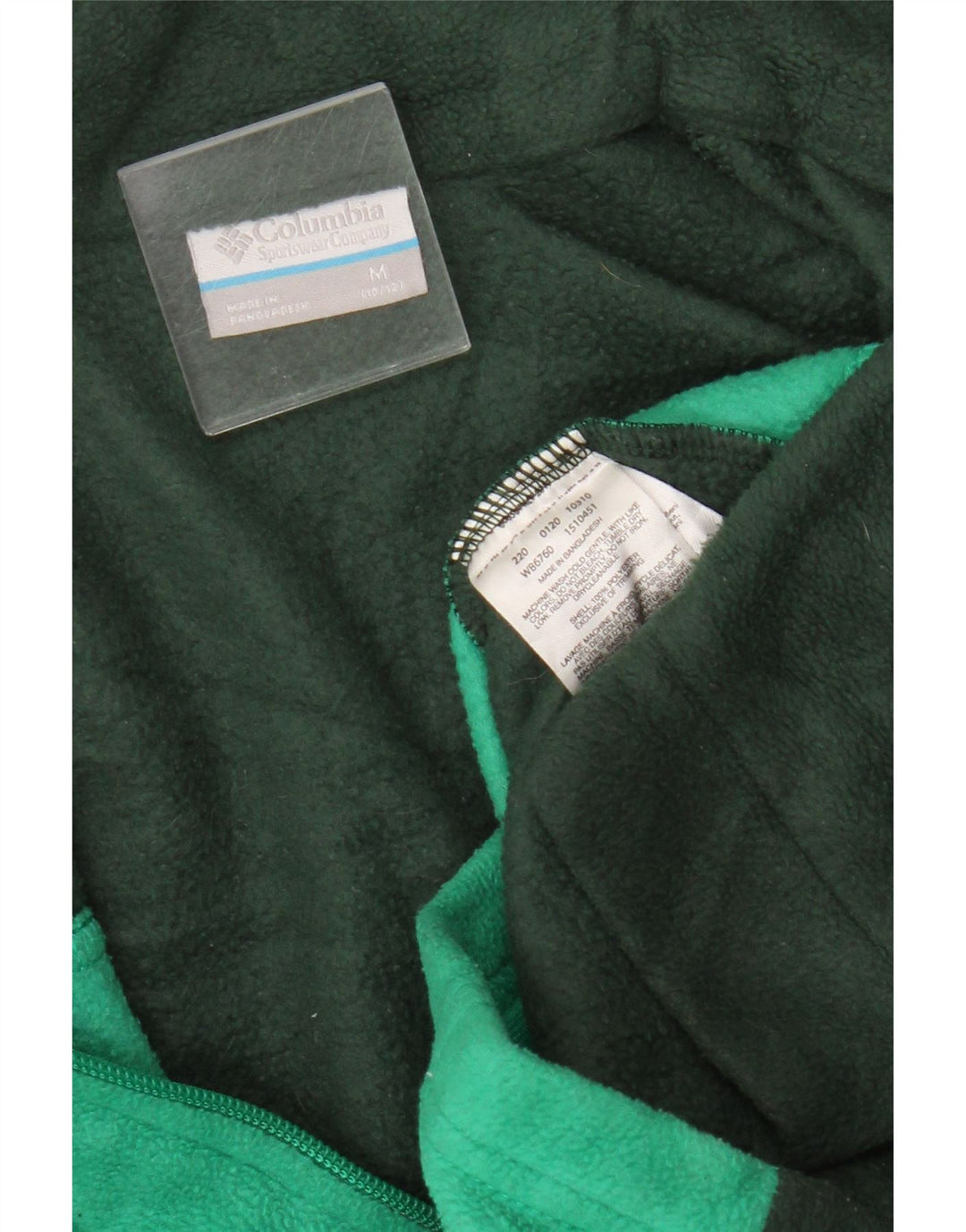 Columbia Girls Fleece Jacket 10-11 Years Medium Green Colourblock Polyester