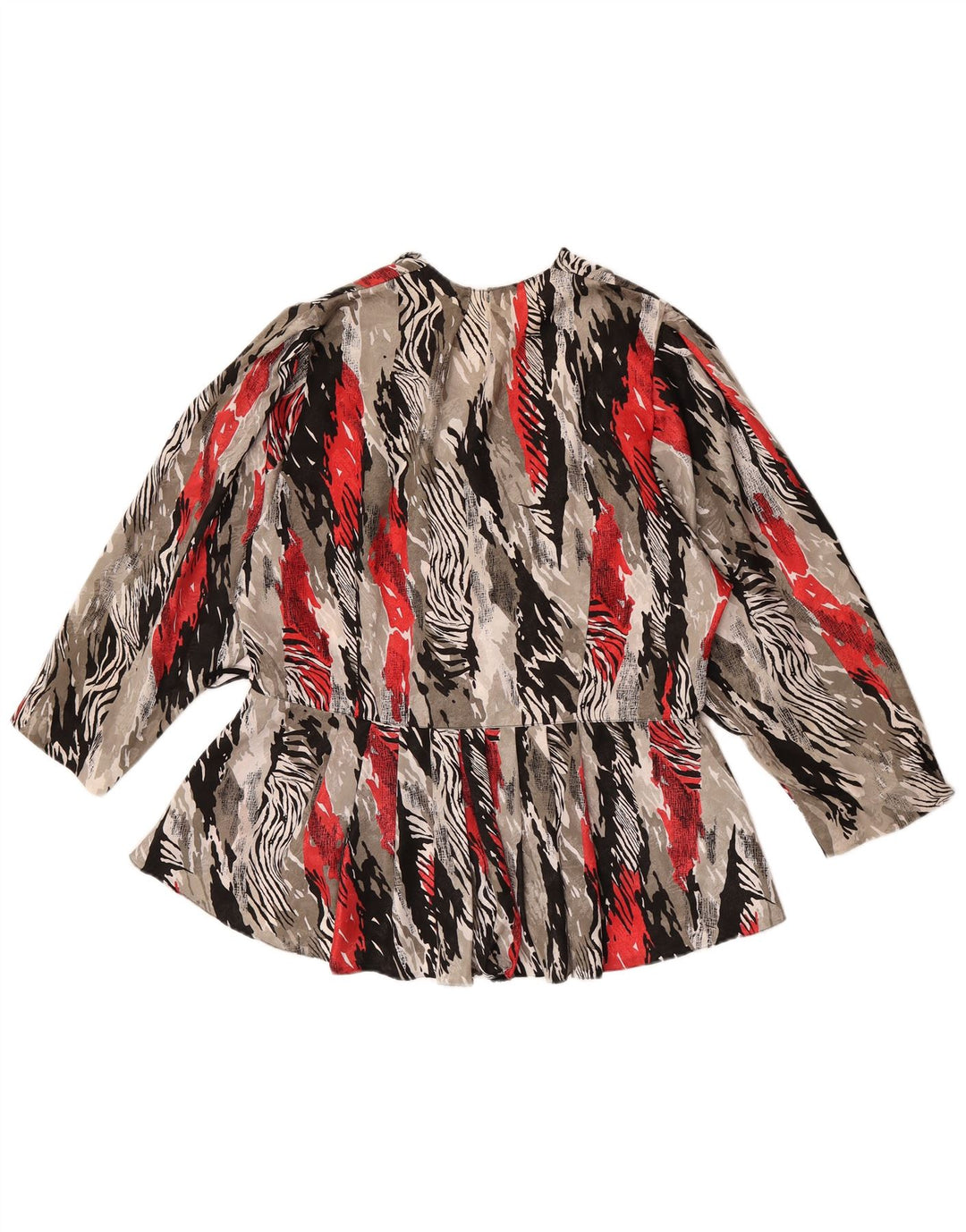 Vintage Womens Abstract Pattern 3/4 Sleeve Shirt Blouse UK 16 Large Grey