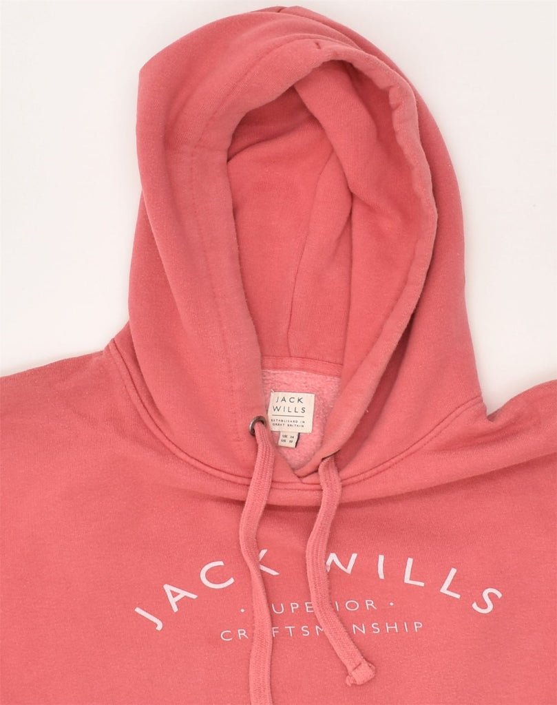 JACK WILLS Womens Graphic Hoodie Jumper UK 14 Large Red Cotton | Vintage Jack Wills | Thrift | Second-Hand Jack Wills | Used Clothing | Messina Hembry 