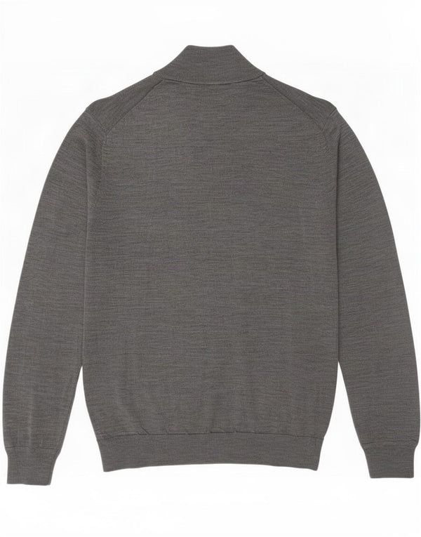 Marks & Spencer Mens Zip Neck Jumper Sweater Large Grey Merino Wool