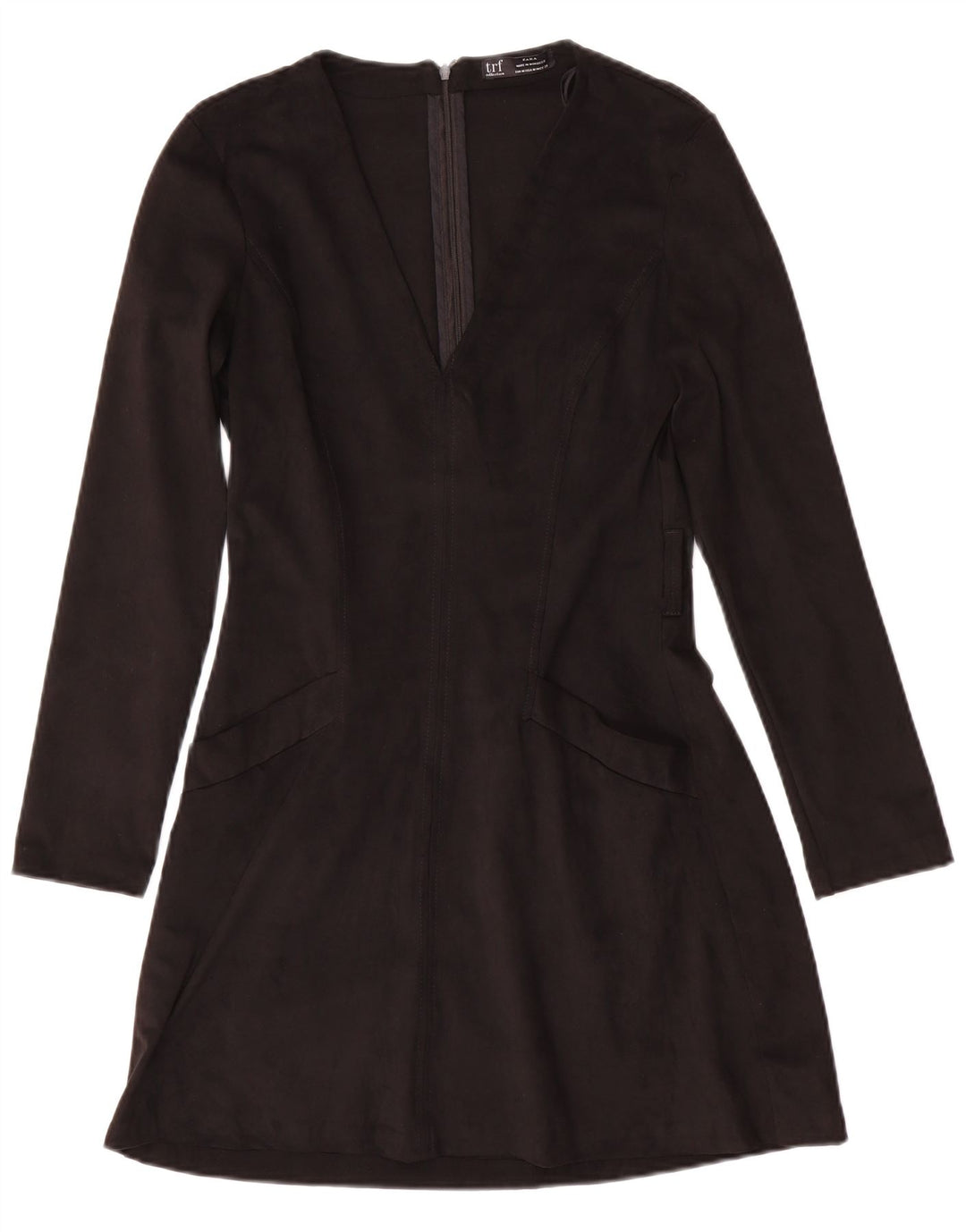 Zara Womens Long Sleeve A-Line Dress UK 12 Medium Black Polyester