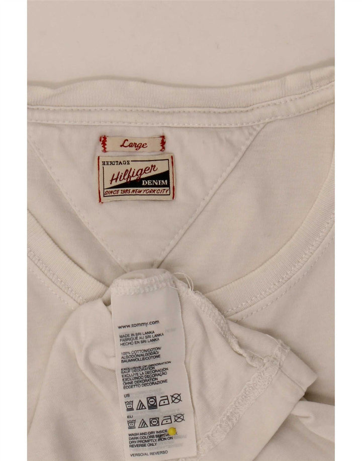 Tommy Hilfiger Mens Graphic T-Shirt Top Large White Cotton