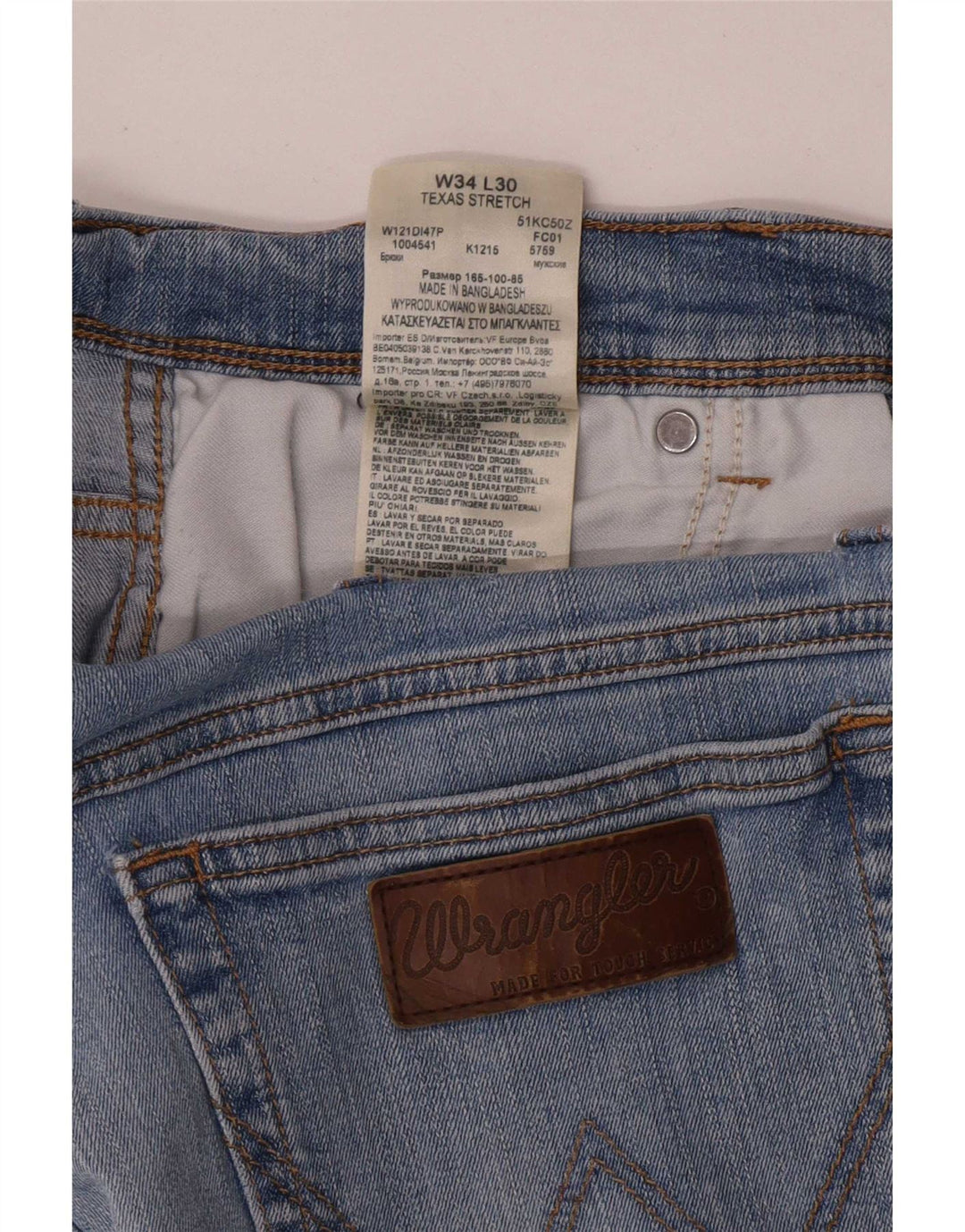 Wrangler Mens Texas Stretch Straight Jeans W34 L30 Blue Cotton