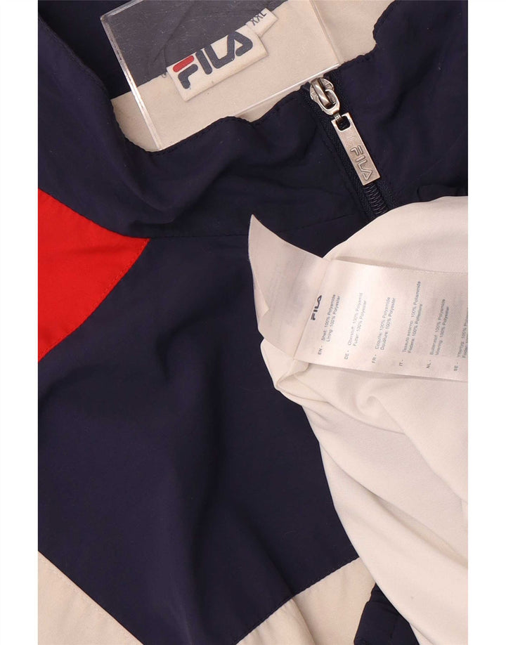 Fila Mens Graphic Tracksuit Top Jacket 2XL Navy Blue Colourblock Polyester