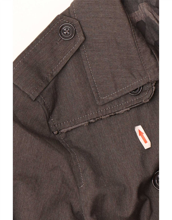 Vintage Mens Trench Coat UK 36 Small Grey Polyester