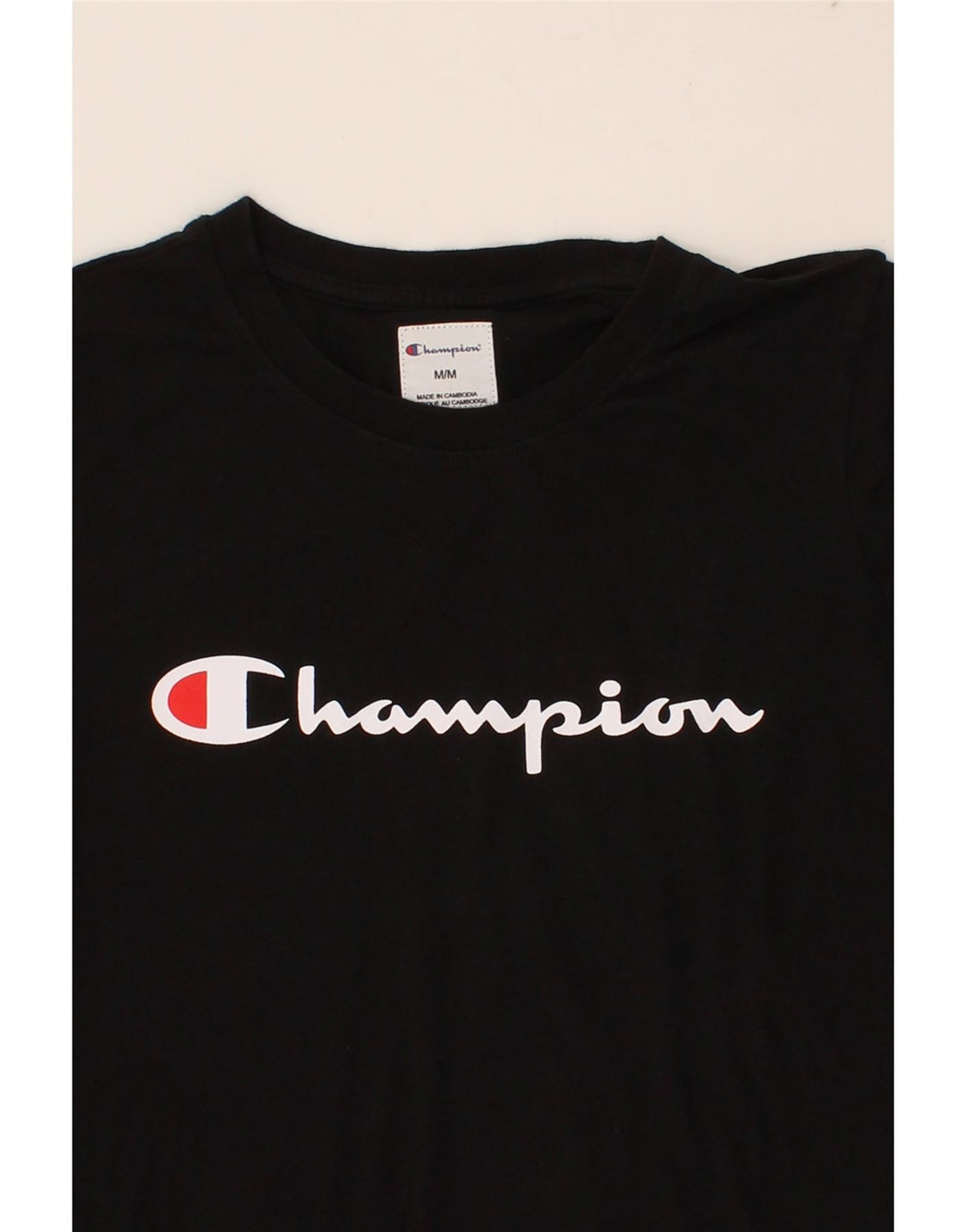 CHAMPION Womens Graphic T-Shirt Top UK 14 Medium Black Cotton Vintage Champion and Second-Hand Champion from Messina Hembry 
