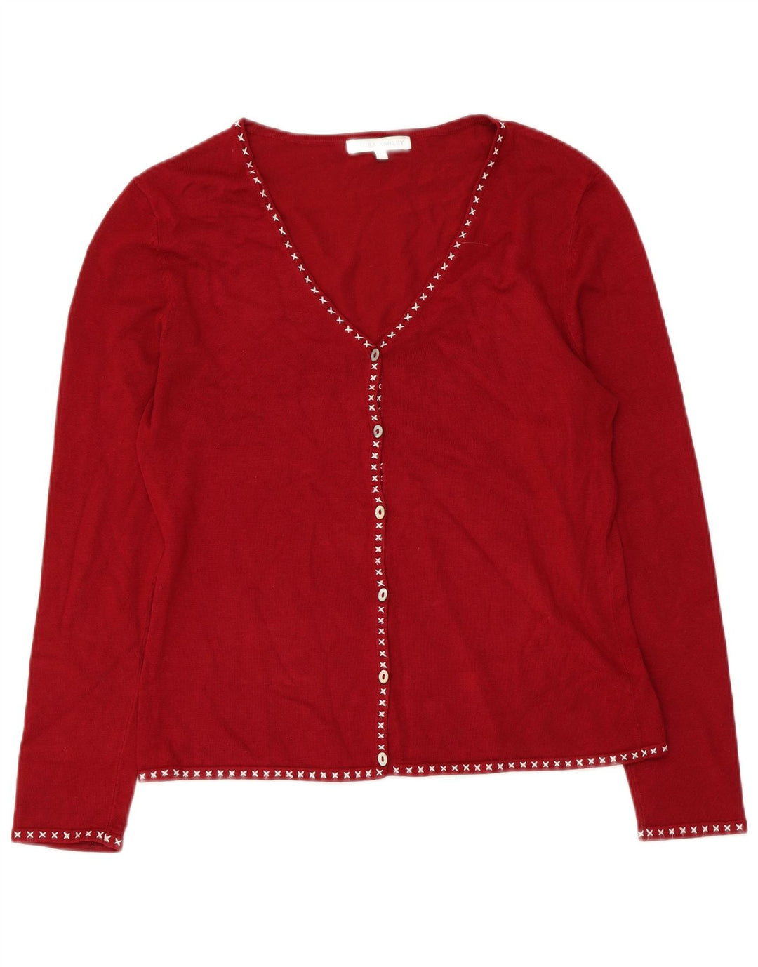 LAURA ASHLEY Womens Cardigan Sweater UK 14 Medium Red Viscose