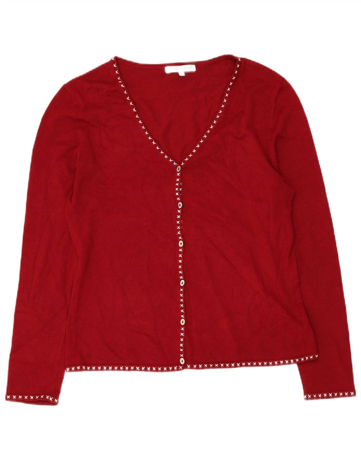 LAURA ASHLEY Womens Cardigan Sweater UK 14 Medium Red Viscose