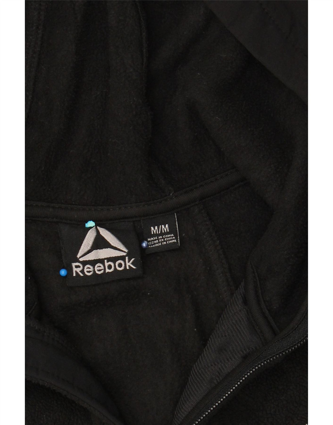 REEBOK Mens Zip Hoodie Sweater Medium Black Polyester Vintage Reebok and Second-Hand Reebok from Messina Hembry 