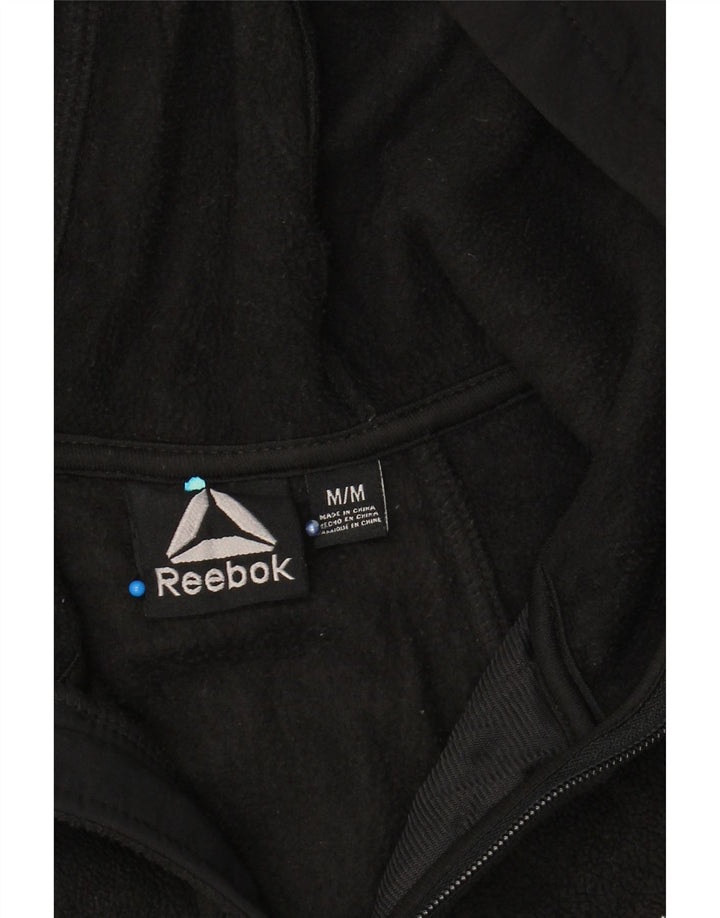 REEBOK Mens Zip Hoodie Sweater Medium Black Polyester Vintage Reebok and Second-Hand Reebok from Messina Hembry 