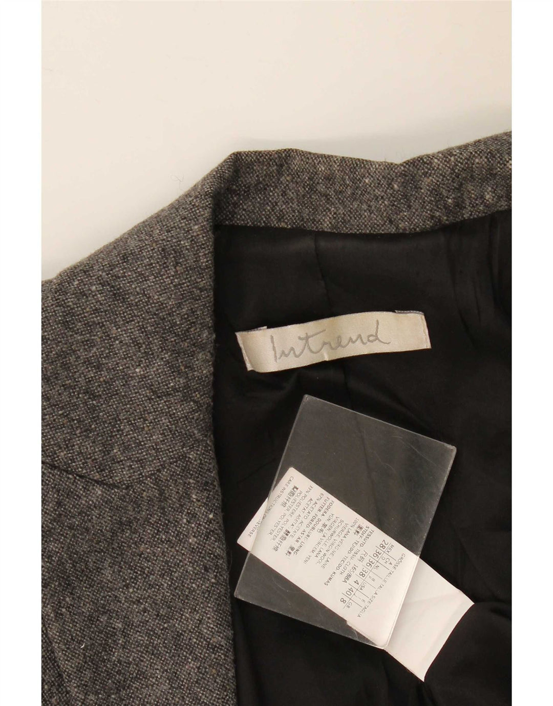Intrend Womens 1 Button Blazer Jacket UK 8 Small Grey Flecked Wool