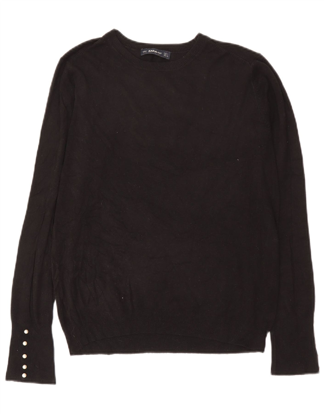 Zara Womens Crew Neck Jumper Sweater UK 14 Large Black