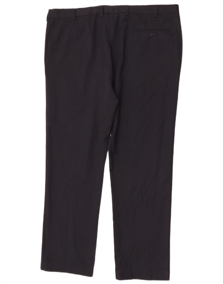 Marks & Spencer Mens Regular Fit Suit Trousers W42 L31 Navy Blue Polyester