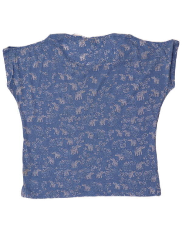 M&Co Womens Off Shoulder Graphic Blouse Top UK 16 Large Blue Floral