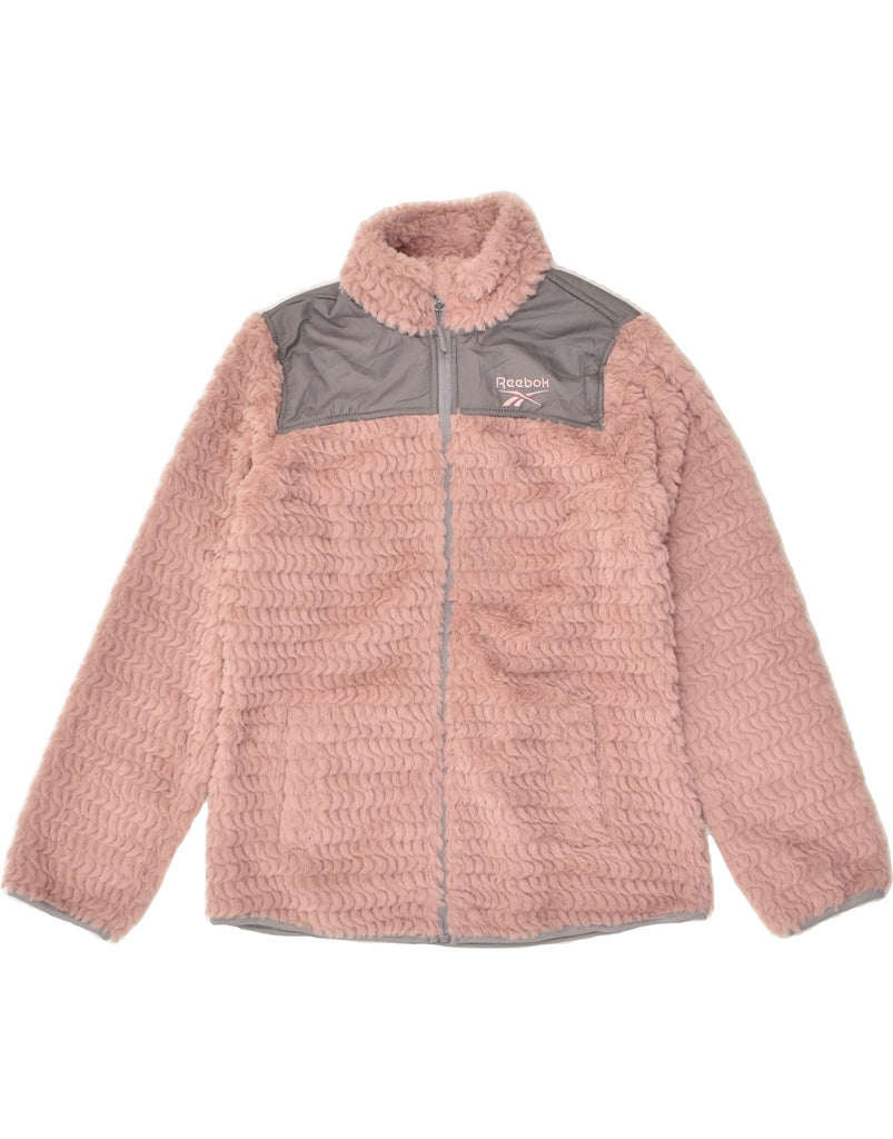 REEBOK Girls Fleece Jacket 14-15 Years Large  Pink Colourblock Polyester | Vintage Reebok | Thrift | Second-Hand Reebok | Used Clothing | Messina Hembry 