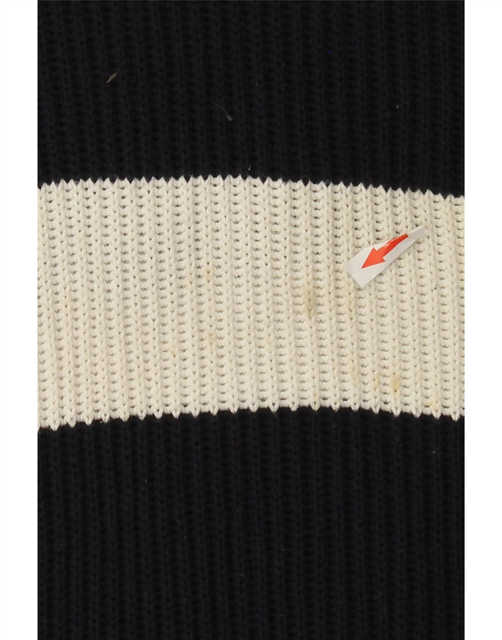 French Connection Mens Turtle Neck Jumper Sweater Medium Navy Blue Striped