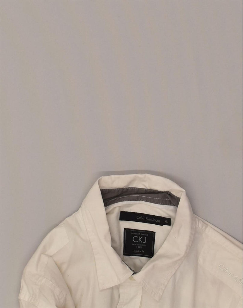 CALVIN KLEIN Mens Regular Fit Shirt XL White Cotton | Vintage Calvin Klein | Thrift | Second-Hand Calvin Klein | Used Clothing | Messina Hembry 