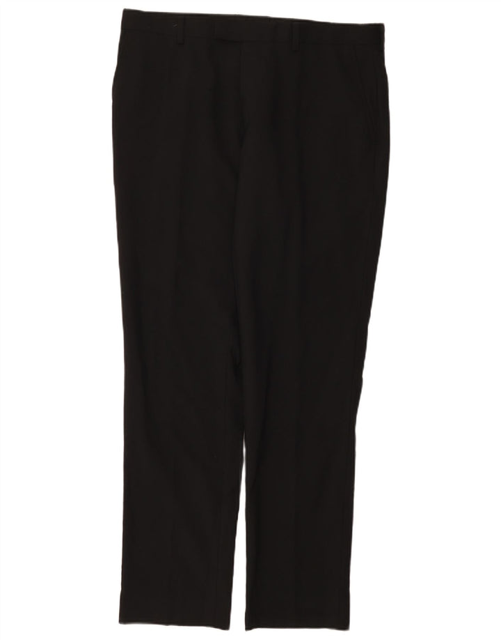 Dkny Mens Regular Casual Trousers W34 L31 Black Wool