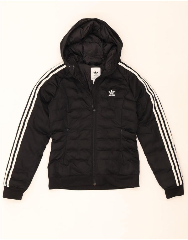 Adidas Womens Hooded Padded Jacket UK 8 Small Black Polyester