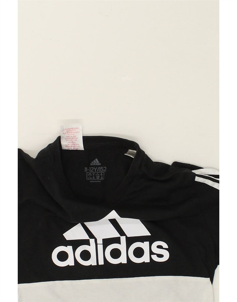 ADIDAS Boys Graphic T-Shirt Top 11-12 Years Grey Colourblock Cotton | Vintage Adidas | Thrift | Second-Hand Adidas | Used Clothing | Messina Hembry 