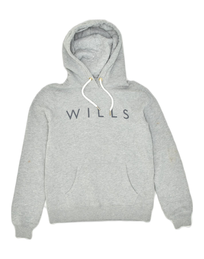 JACK WILLS Womens Graphic Hoodie Jumper UK 10 Small  Grey Cotton | Vintage Jack Wills | Thrift | Second-Hand Jack Wills | Used Clothing | Messina Hembry 