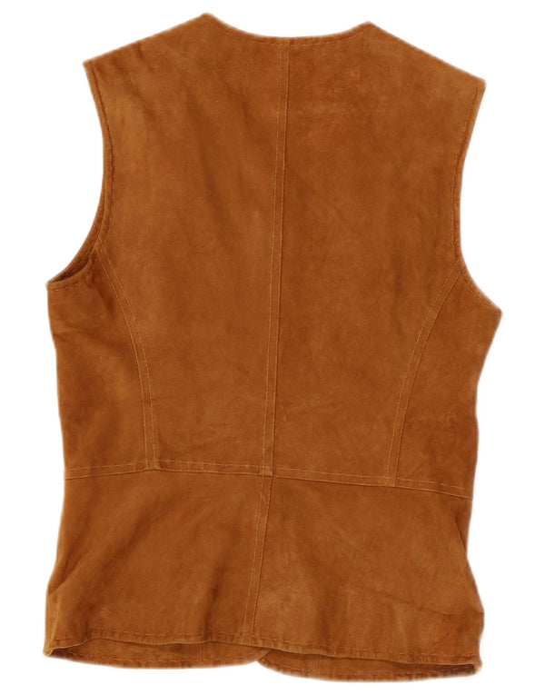 Conbipel Womens Suede Waistcoat IT 42 Medium Brown Leather
