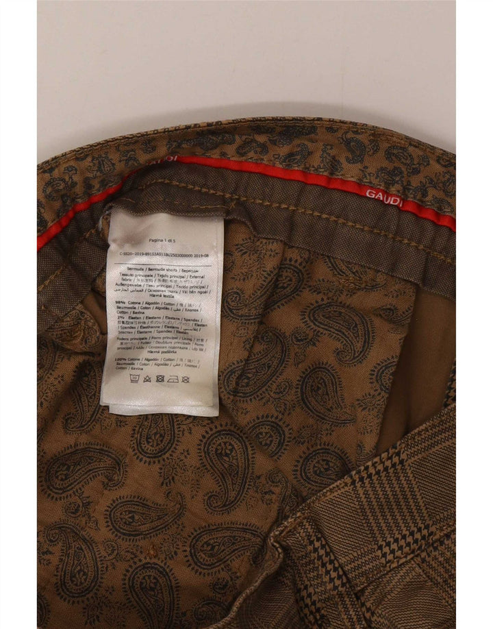 Gaudi Mens Dakota Chino Shorts W32 Medium Brown Check Cotton