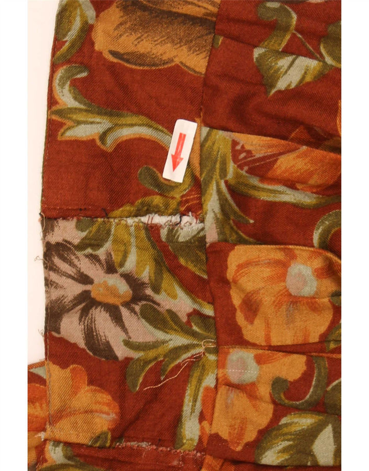 Vintage Womens Pleated Skirt IT 44 Medium W28 Brown Floral