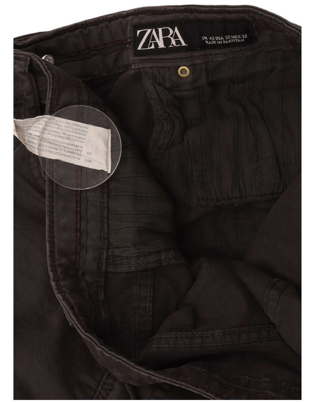 Zara Mens Slim Jeans EU 42 Large W32 L30 Brown Cotton