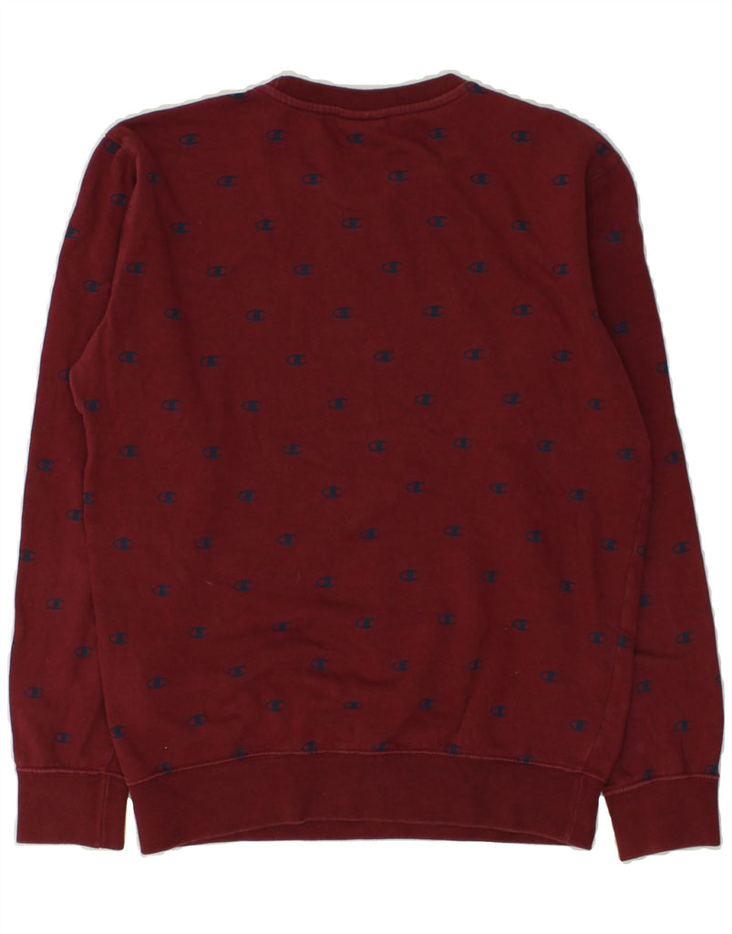 CHAMPION Mens Graphic Sweatshirt Jumper XS Burgundy Spotted Cotton | Vintage Champion | Thrift | Second-Hand Champion | Used Clothing | Messina Hembry 