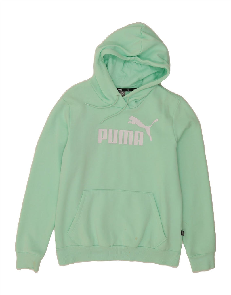 PUMA Womens Graphic Hoodie Jumper UK 14 Medium Green Cotton Vintage Puma and Second-Hand Puma from Messina Hembry 