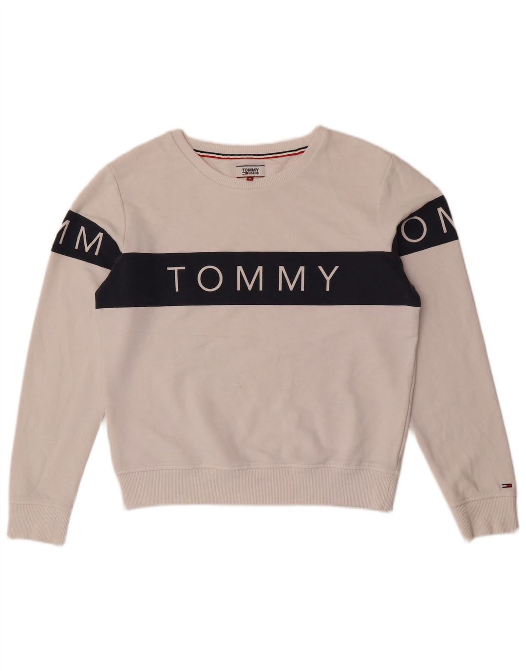 Tommy Hilfiger Womens Sweatshirt Jumper UK 14 Medium White Colourblock