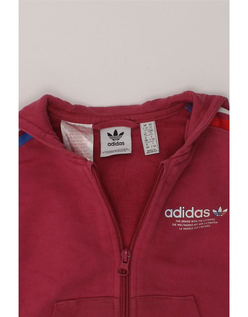 ADIDAS Girls Graphic Zip Hoodie Sweater 2-3 Years Pink Cotton | Vintage Adidas | Thrift | Second-Hand Adidas | Used Clothing | Messina Hembry 