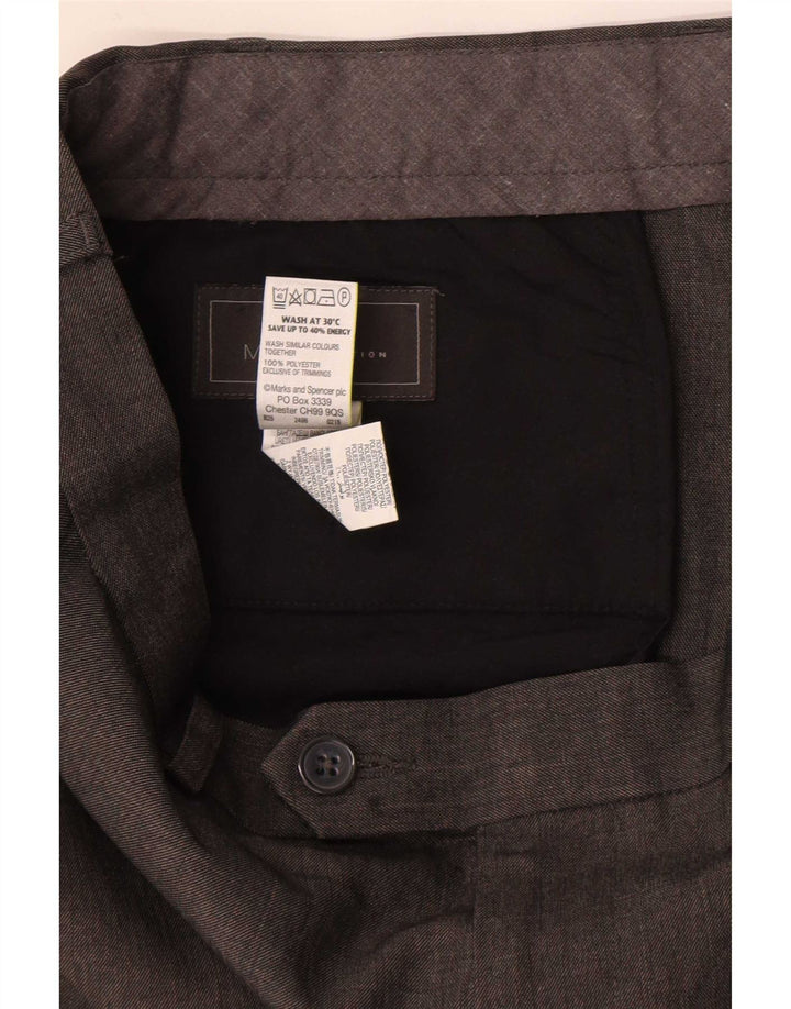 Marks & Spencer Mens Regular Fit Suit Trousers W38 L31 Grey Polyester