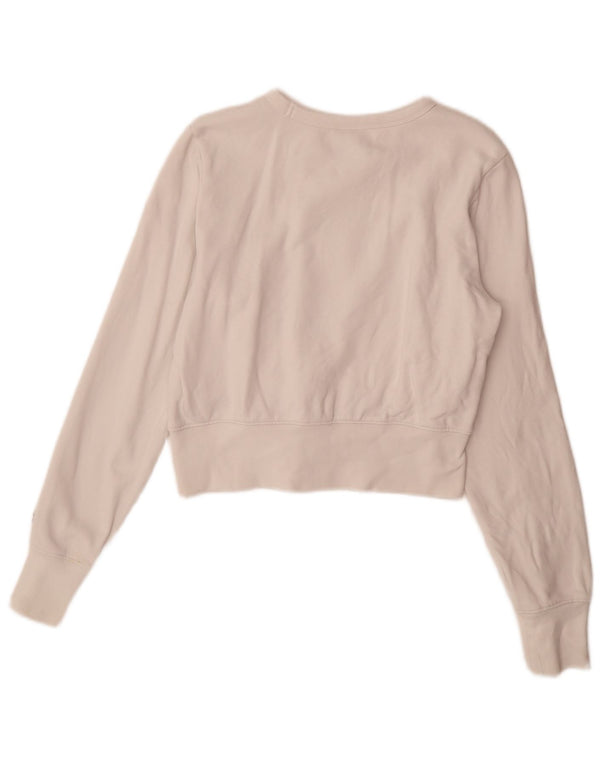 Champion Womens Graphic Crop Sweatshirt Jumper UK 10 Small White Cotton