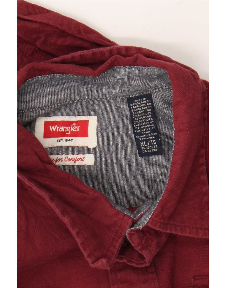 Wrangler Mens Shirt XL Burgundy Cotton