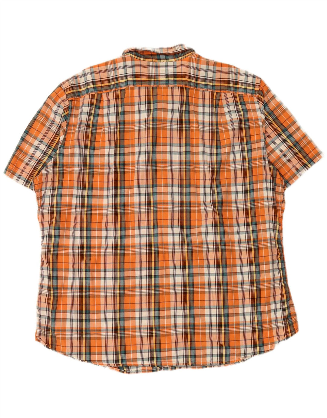 EDDIE BAUER Mens Short Sleeve Shirt 2XL Orange Check Cotton