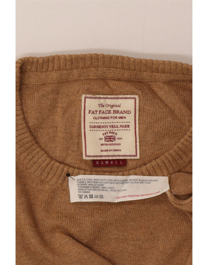 Fat Face Mens Crew Neck Jumper Sweater XS Brown Cotton