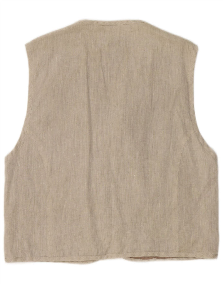 Haupt Mens Graphic Waistcoat Large Beige Patchwork Cotton