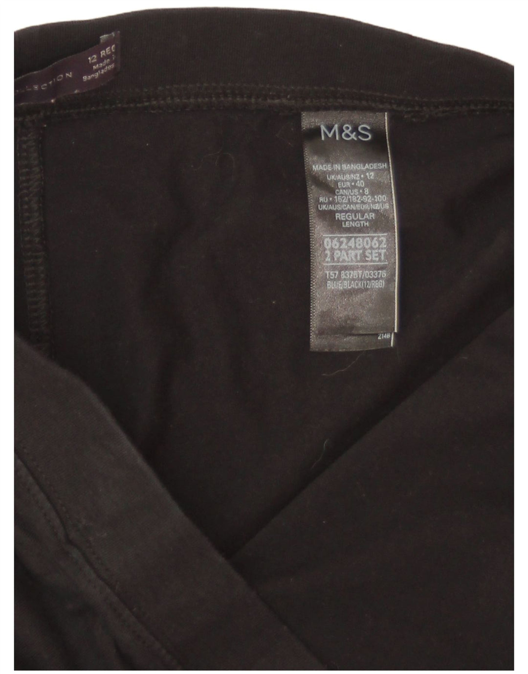 Marks & Spencer Womens Leggings UK 12 Medium Black Cotton