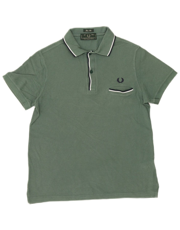 Fred Perry Mens Slim Fit Polo Shirt Medium Green Cotton