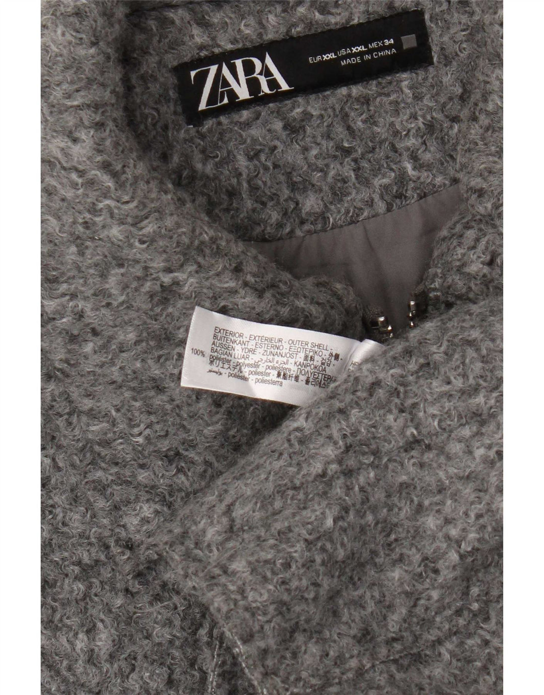 Zara Womens Crop Bomber Jacket UK 20 2XL Grey Polyester