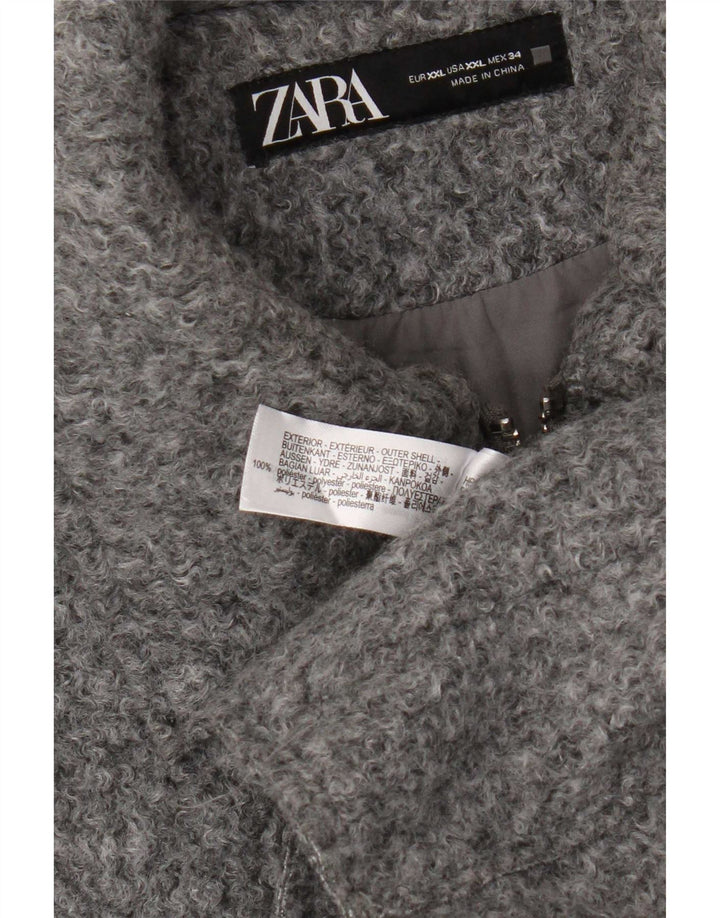 Zara Womens Crop Bomber Jacket UK 20 2XL Grey Polyester