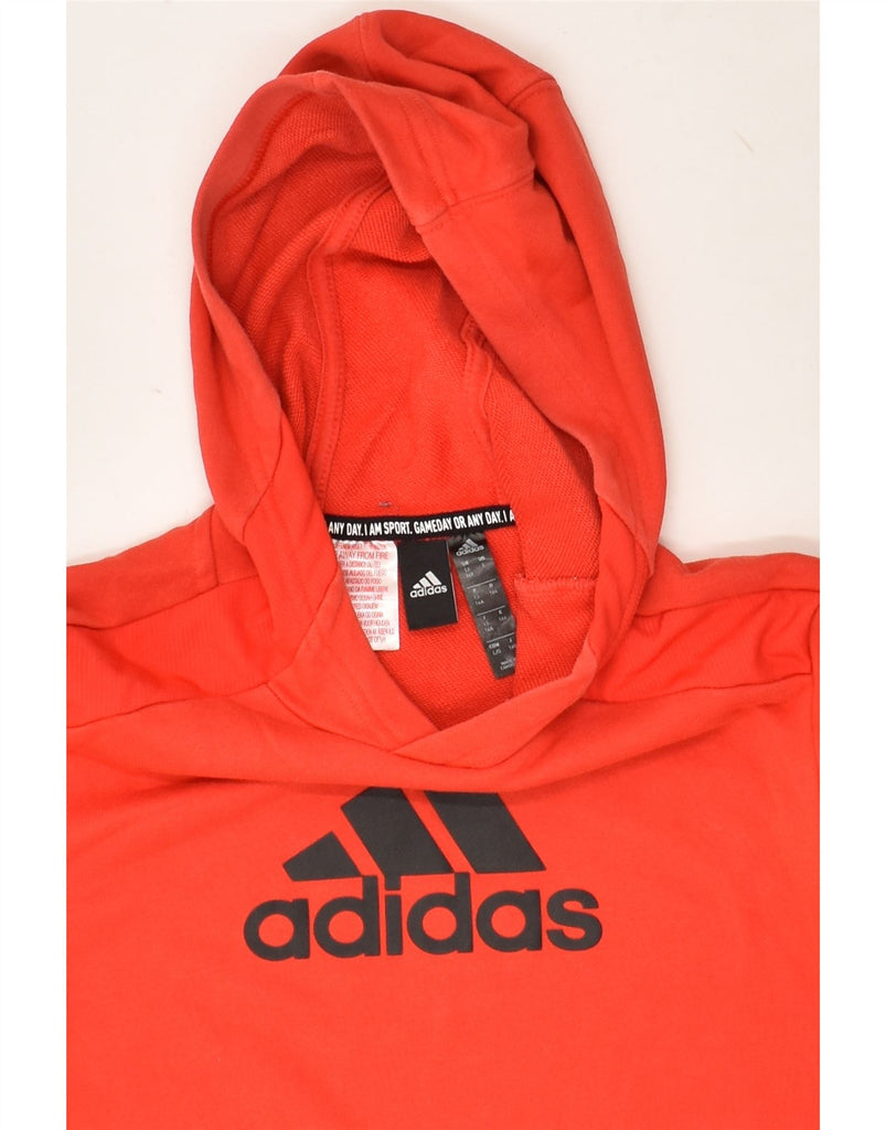 ADIDAS Boys Graphic Hoodie Jumper 13-14 Years Red Cotton | Vintage Adidas | Thrift | Second-Hand Adidas | Used Clothing | Messina Hembry 